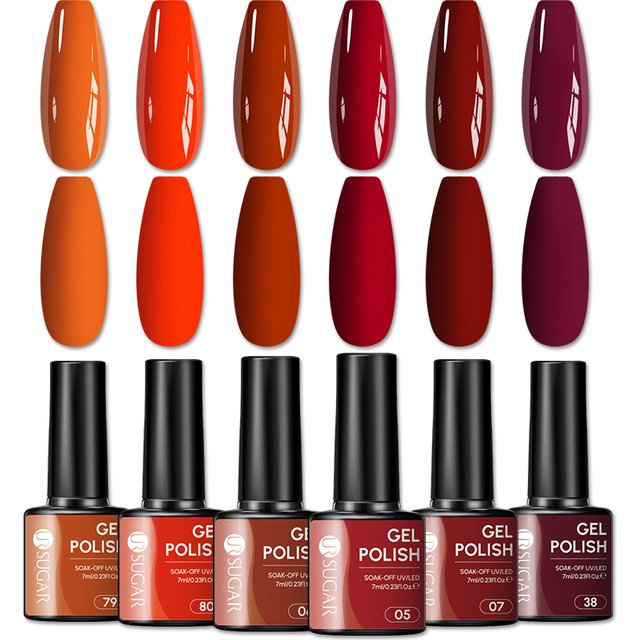 UR SUGAR 1/6pcs Pumpkin Orange Red Gel Nail Polish Set 7ml Nail Supplies Vernis Semi Permanent Manicure Soak Off LED UV Gel