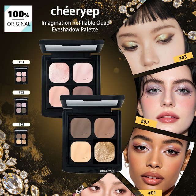 Cheeryep Qianyan Imagination Refillable Quad Eyeshadow Palette, Clear And Translucent Look, Smooth Application No Fallout