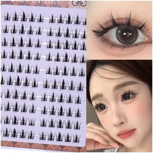 Self-Adhesive Glue-Free Manga Lashes 10 Rows Sectioned Natural Clusters Daily Outing Anime Cosplay Portable Makeup