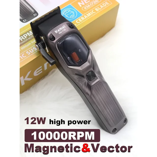 KEMEI KM-1726 Professional Hair Clipper for men with DLC Blade 10000RPM Magnetic Vector Motor Men's Haircut Machine Barber Shop