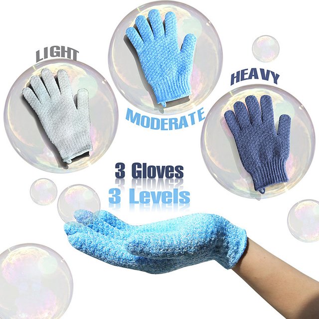 Shower Men's and Women's Exfoliating Gloves, Dual Texture Body Scrub Gloves, Dead Skin Remover Suitable for Home SPA Massage (1)
