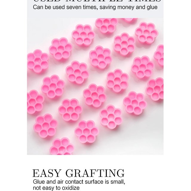 100-500 Pcs Pink Flower Grafting Lashes Makeup Tool Tattoo Adhesive Pigment Cups Glue Delay Cup Eyelash Extension Supplies