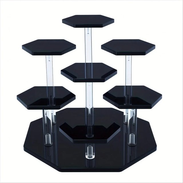 Hexagonal Clear Acrylic Display Rack Storage Stand For Jewelry Cosmetics Doll Figures Headset Collectibles Dessert Cupcake
