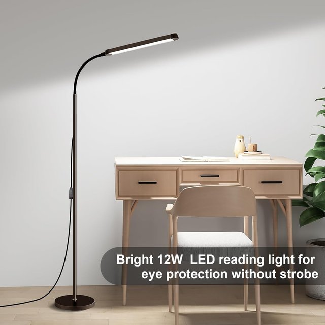 LED Floor Lamp, Reading Floor Lamp, Adjustable Gooseneck,Portable Standing Lamp for Eyelash Extensions, Makeup, Office