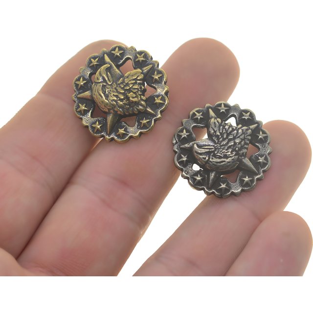vintage brass white copper 0.9inch 24mm star Eagle hawk biker Screw lock Concho rivet EDC craft Decor Belt Saddle Hats