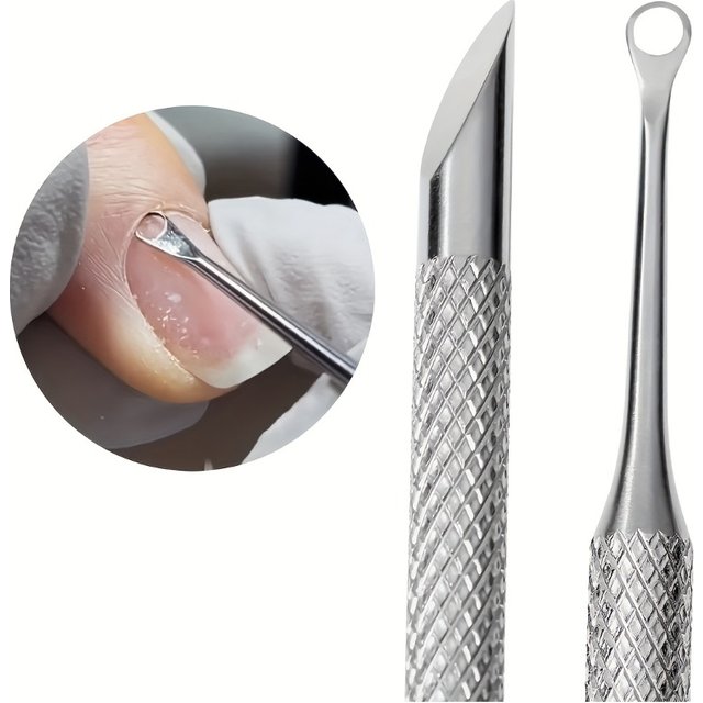 Stainless Steel Multi-Functional Dead Light Beige Remover & Cuticle Pusher Portable Nail Care Tool for Manicure Pedicure