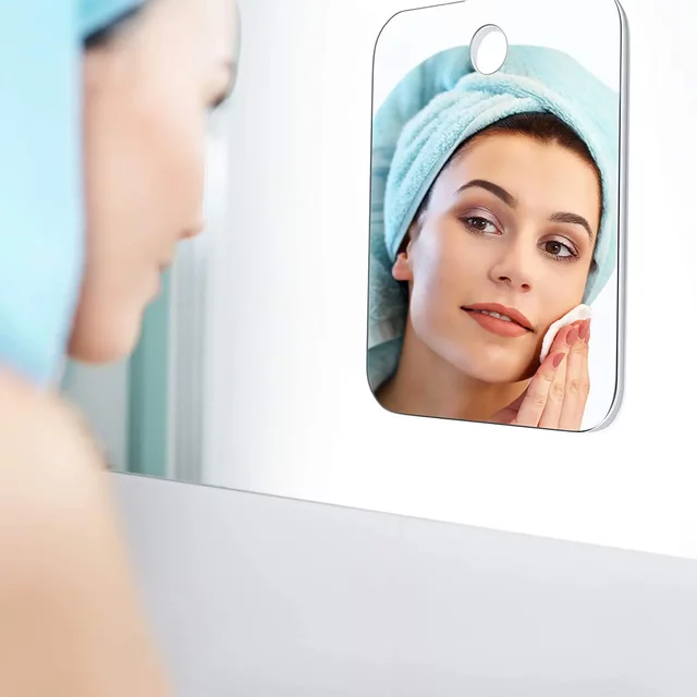 1/2PCS Unbreakable Acrylic Fog Free Mirror Wall Suction Portable Travel Shaving Makeup Bathroom Accessory for women