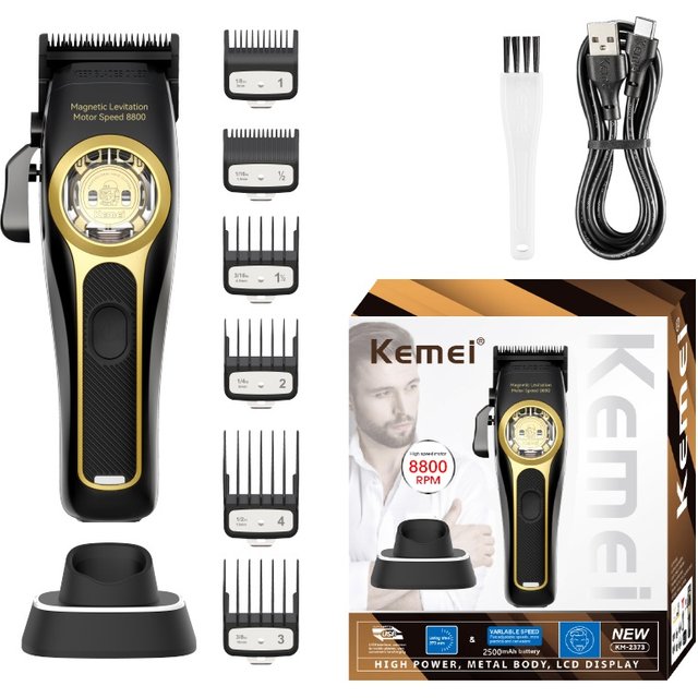 Kemei Professional Hair Clipper Magnetic Levitation Motor 8800 Rpm Charging Base Hair Clipper Men's Hair Clipper KM-2373
