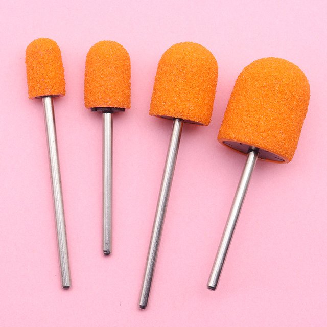 2/4pcs Rubber Bit or Nail Sanding Cap Nail Cutter Sleeves 2.35mm Shaft Pedicure Peeling Uv Gel Remove Sand Cap #80 Foot Care