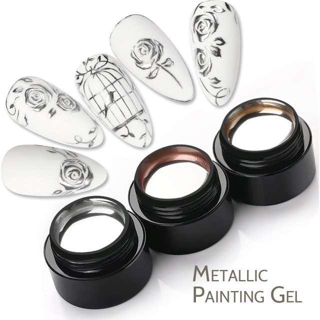 BORN PRETTY 5ML Super Silver Metallic Gel Nail Polish Mirror Metal Effect Painting Gel Chrome Varnis Semi Permanent for Nail DIY