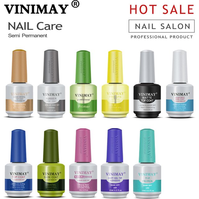 VINIMAY Base Top Coat Gel Nail Polish Acid Free Primer Varnish Hybrid Semi Permanent Matte Top Sonax Nails Reinforce Rubber Base