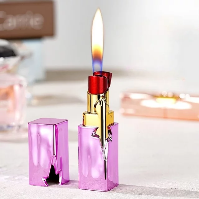 NEW Creative Lipstick Lighter Portable Open Flame Cigarette Lighter Female Student Lighter High-Value Smoker Gifts 2025