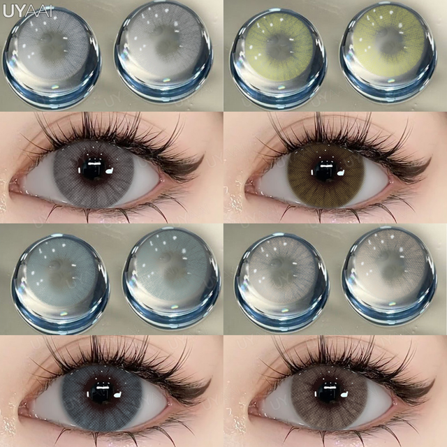 UYAAI 1 Pair Colored Contact Lenses for Eyes Natural Fashion Lenses Gray Beauty Pupils Blue Eye Lenses Cosmetics Soft Lenses