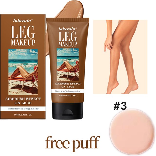 Bronze Leg Makeup Waterproof Body Foundation With Free Puff Long Lasting Tanning Cream 100ml 3 Colors Even Skin Color