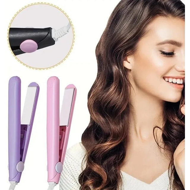 Mini Fast Heating Hair Straightener Colorful Plywood Bang Clip Dual-use for Curly and Straight Hair Portable Curling Iron