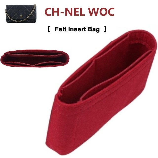 Fits For Cha-el Wallet On Chain CC WOC Felt Insert Bag Organizer Inner Storage Formed Stable Pocket Cosmetic Toiletry Bags