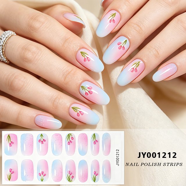 No Bake Nail Polish Wraps Glossy Blush French Full Cover Nail Gel Stickers Long Lasting Self-Adhesive Manicure Decals DIY