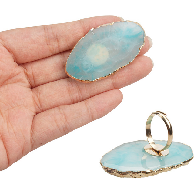 Golden Edge Irregular Oval False Eyelash Glue Holder Ring Stand Pallet Nail Color Palette Gel Polish Resin Display Makeup Tools