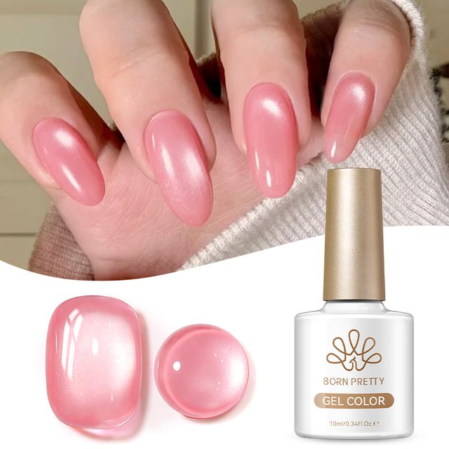 BORN PRETTY 10ml Cherry Pink Cat Magnetic Gel Nail Polish Manicure Nail Supplies Nude Pink White Light Semi Permanent UV Gel