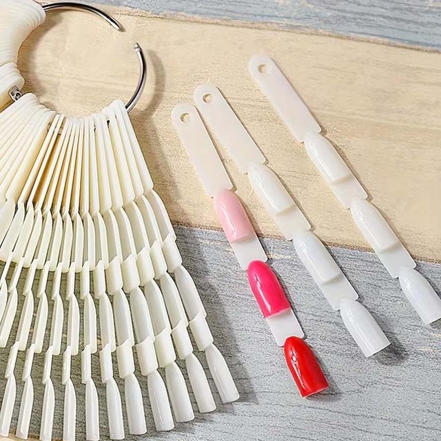 150 Tips 3 Knots 50pcs Nail Art Display Chart Color Sample Practice Fan Professional Nail Polish Display With Ring Nail Tools
