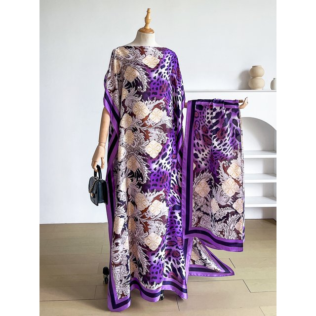 New 2026 Summer Women's Satin Silk Sunscreen Rob African Dashiki Dubai Style Beachwear Fashionable Abaya Clothing