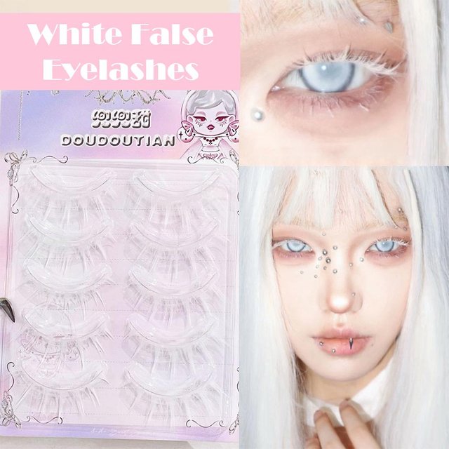5 Pairs White Eyelash Set Makeup Cosplay Manga Natura Fluffy Comic Lashes Extension Snow Color Eye Lashes