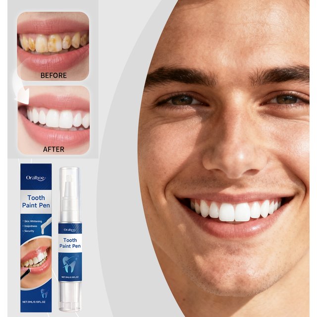 White Tooth Paint Gentle Teeth Whitening Pen Stain Removal & Color Correcting Portable for Travel Long-Lasting Confident Smile