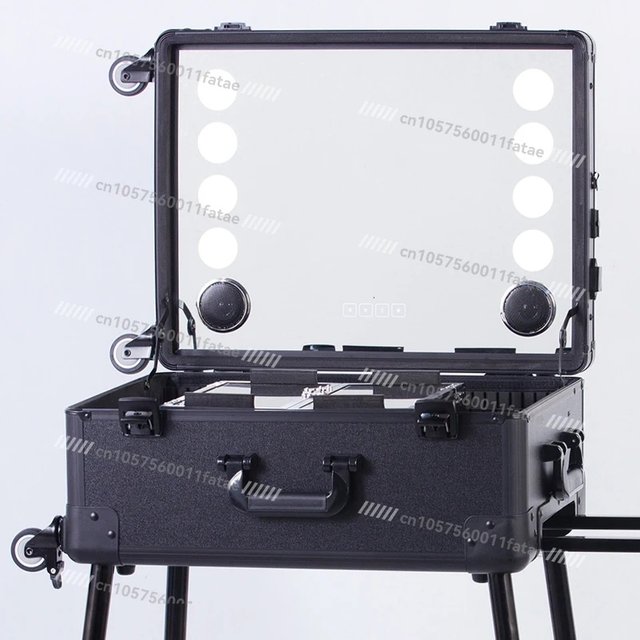Professional Lamp Trolley Cosmetic Case,for Makeup Artists Beauty Toolbox,with Hidden Bracket Light Box