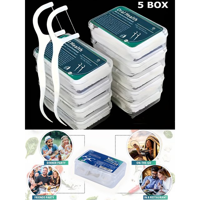5Box/250pcs Dental Floss Sticks Set - Deep Cleaning, Portable Disposable Daily Oral Care, Travel-Friendly Original Sticks