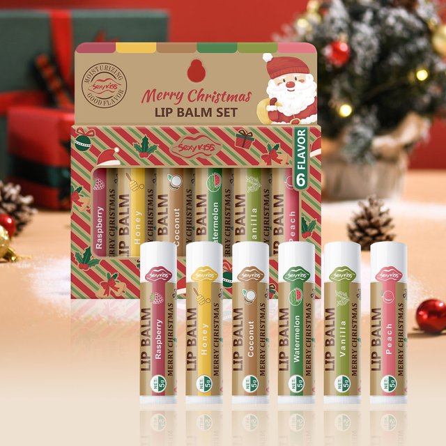 6Pcs Lip Balm Gift Set, Long Lasting Moisturizing Brightening, Repair Dry Lips, Women Gift for Valentine New Year Party
