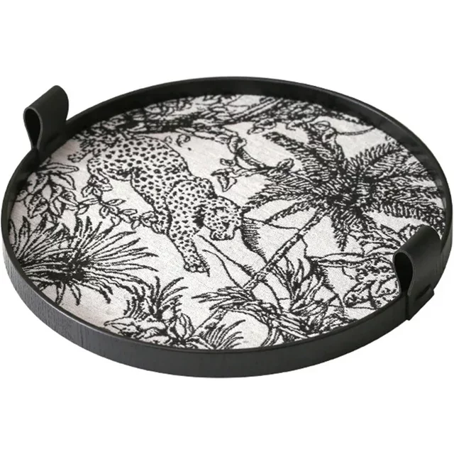 Light Luxury Storage Wooden Tray Vintage Style Home Bedroom Perfume Cosmetics Aromatherapy Jewelry Round Tray