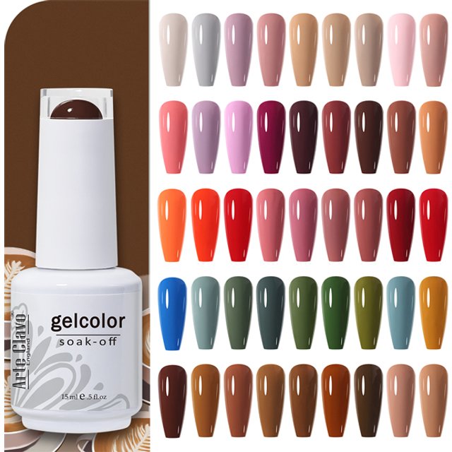 Arte Clavo 15ml Brown Gel Nail Polishes Varnish Hybrid Coffee Color Set UV Gel For Nails Glitter Lakiery Hybrydowe Base Top Coat