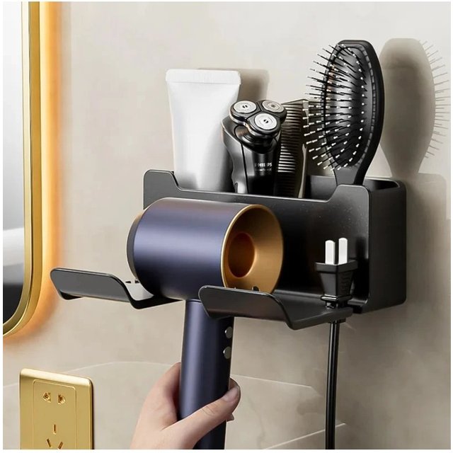 Wall-Mounted Hair Dryer Holder Cradle Stand Bathroom Organizer Box Toilet Blower Shelf Hairdryer Storage Accessory