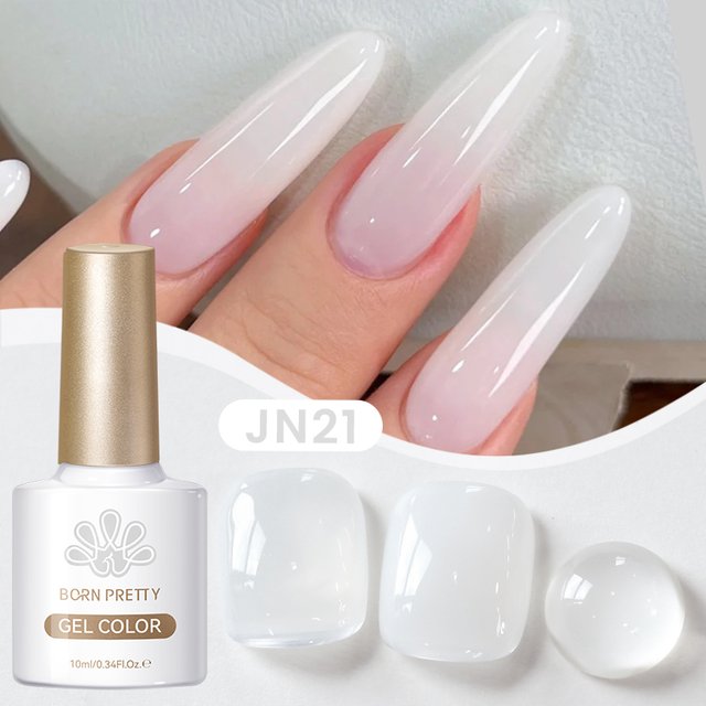 BORN PRETTY 10ml Jelly White Gel Nail Polish Spring Summer Nude Pink Translucent Semi Permanent UV Gel Varnish Nail Art Manicure