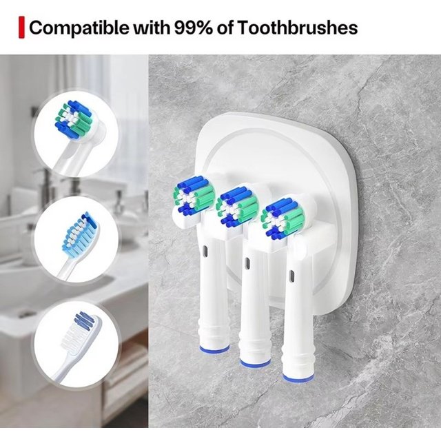 Wall Mounted Toothbrush Holder, Self-adhesive Waterproof Stand, Durable Rack for Electric Toothbrush Heads