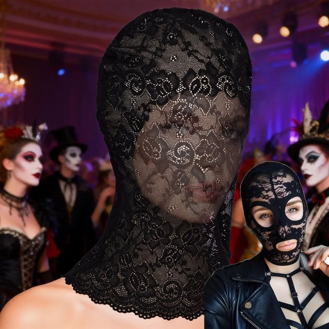 Masque en dentelle noir pour le visage, pour femmes et hommes, idéal pour le cosplay, les cadeaux d'Halloween, les décorations de fête d'Halloween, les jeux et les masques de mascarade
