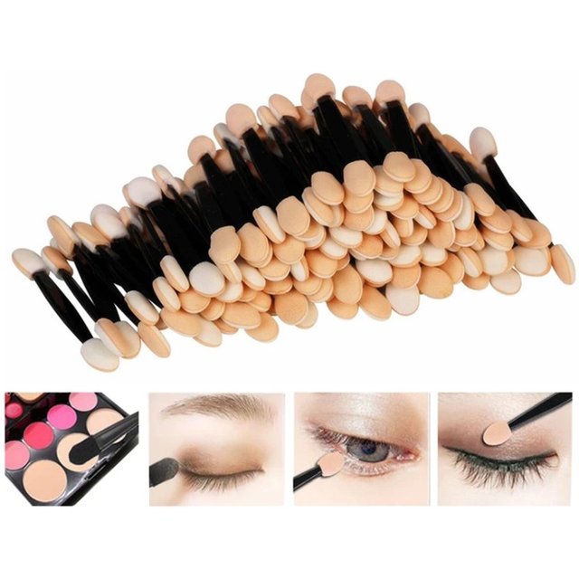 50PCS Disposable Eyeshadow Brush Dual Sided Sponge Nylon Kit Makeup Eye Shadow Brushes For Cosmetic Applicator Make up
