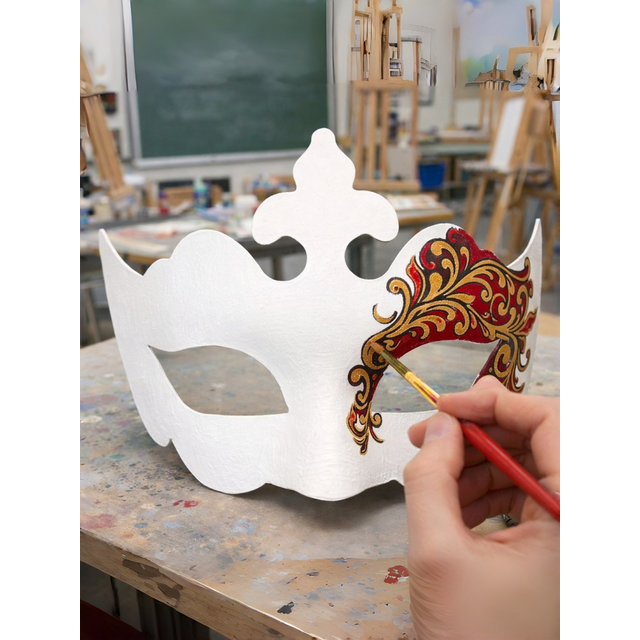 5 Pcs White Blank Crown Venetian Masquerade Mask, Unpainted DIY Craft Half Face Mask for Carnival Party Hand Painting Projects