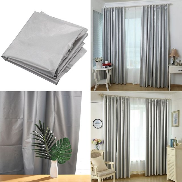 1.5m/1.8m/2m Sunscreen Heat Insulation Double-sided Silver-coated Shade Cloth Curtain Full Blackout Curtain Cloth Shielding