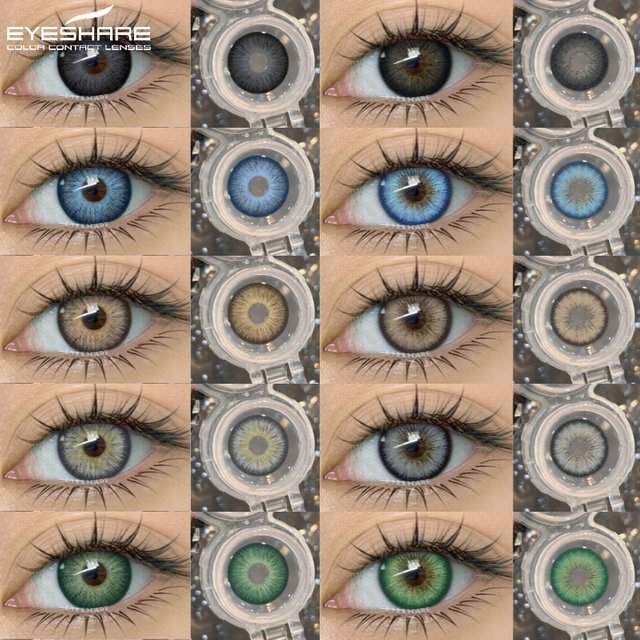 EYESHARE 2pcs Colorful Contact Lenses for Eyes Gray Pupils Lens Blue Contacts Yearly Beauty Makeup Green Eye Contacts Brown Lens