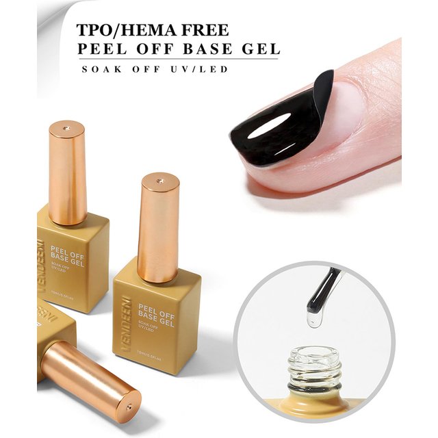 Vendeeni TPO HEMA FREE Easy Peel Off Base Coat Gel Nail Polish No Need Remover UV Soak Off Gel Varnish Protect Nail Water Gel