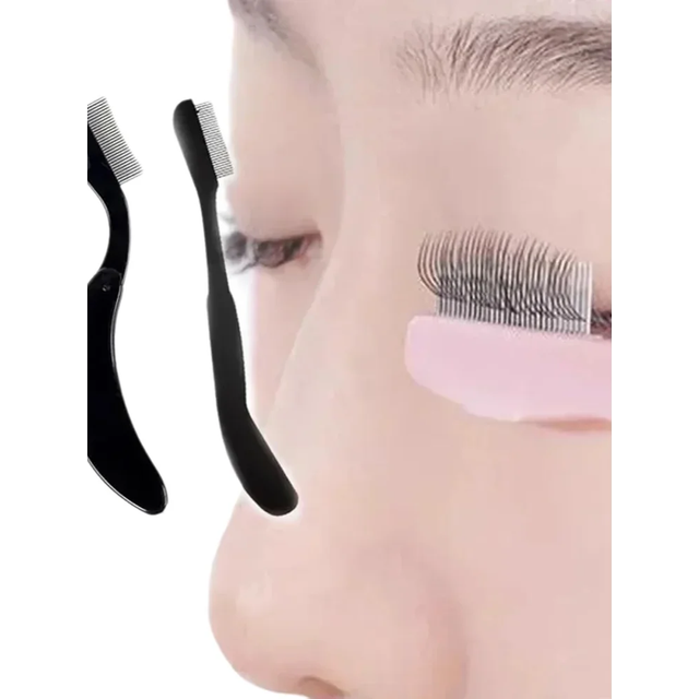 Foldable Ultra-fine Stainless Steel Eyelash Brush Lash Separator Eyebrow Eyelashes Extension Comb Eyelash Curler Makeup Tools