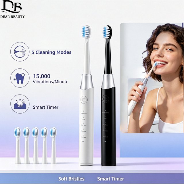 Electric Sonic Toothbrush Sensitive Gum Care Rechargeable Toothbrush 15,000 VPM Deep Cleaning Teeth Brush 60 Days Battery Life