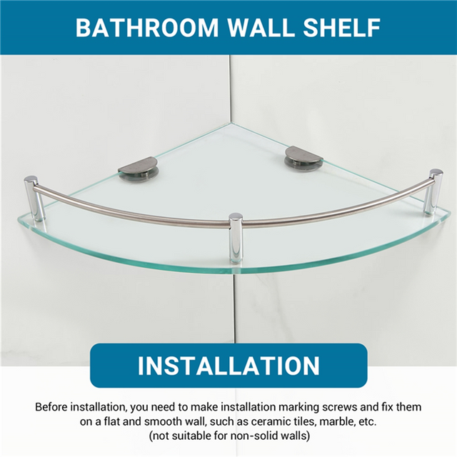 B97A-Bathroom Shelves, Bathroom Glass Corner Shelf Triangle Wall Mounted ,Tempered Glass Shelf For Storing Shower Gel/Soap