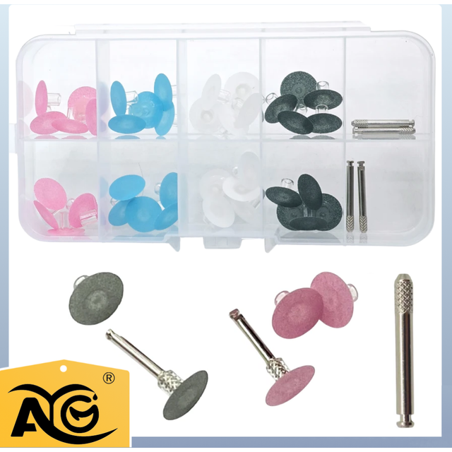AG 40/80Pcs Dental Polishing Stem discs Composite Finishing Disc + 4pcs Mandrel Disc Teeth Whitening Material Dentistry Polisher