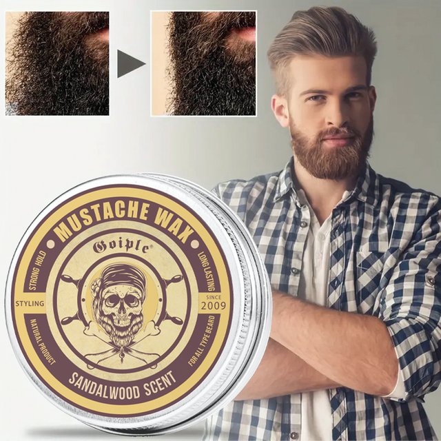 Natural Men Sandalwood Scent Beard Balm Anti-Frizz Split Ends Conditioner Beard Care Cream Wax Mustache Styling Accessories