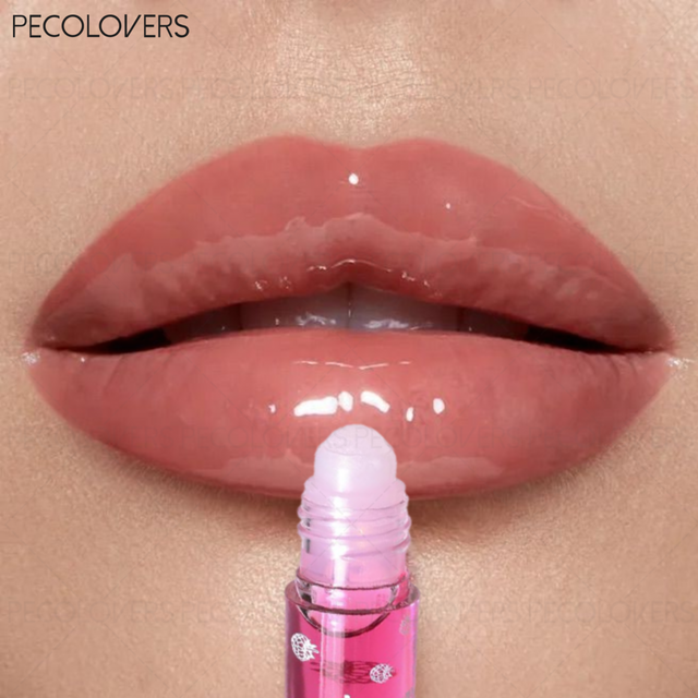 1 Pc transparent Fruit Flavor Roll-on Lip Oil, Mirror Shine Glass Lip Look, Mini Portable, Moisturizing Hydrating Daily Lip Care