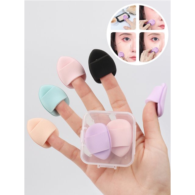 5Pcs Mini Finger Puff Foundation Small Air Cushion Powder Sponge Face Concealer Bb Cream Cosmetic Applicator Makeup Tools