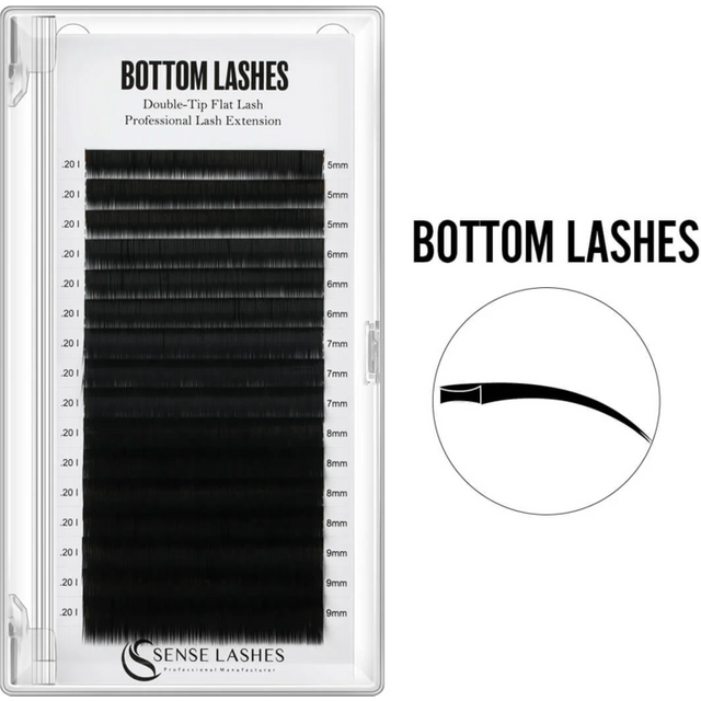 SENSE LASHES Bottom Lashes Double-Tip Flat Lower Lashes I Curl 5-9 Mix Faux Mink Under Eyelashes Individual Lashes for Makeup