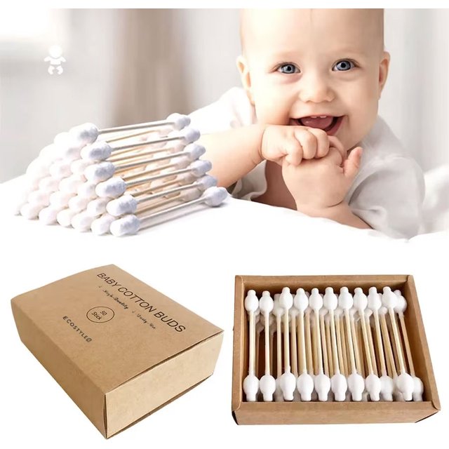 Baby Cotton Swabs Double Tips Ear and Nose Multifunctional Cleaning Stick Bamboo Cotton Swab Buds Makeup Cleaning Kid Baby